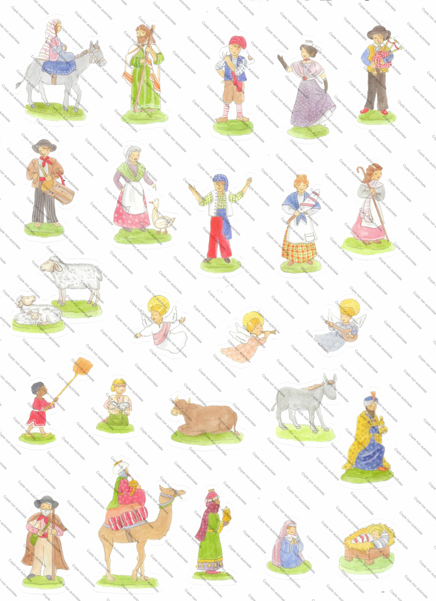 Chemin de l’Avent santons avec 24 autocollants santons format A3 pour créer une crèche en famille